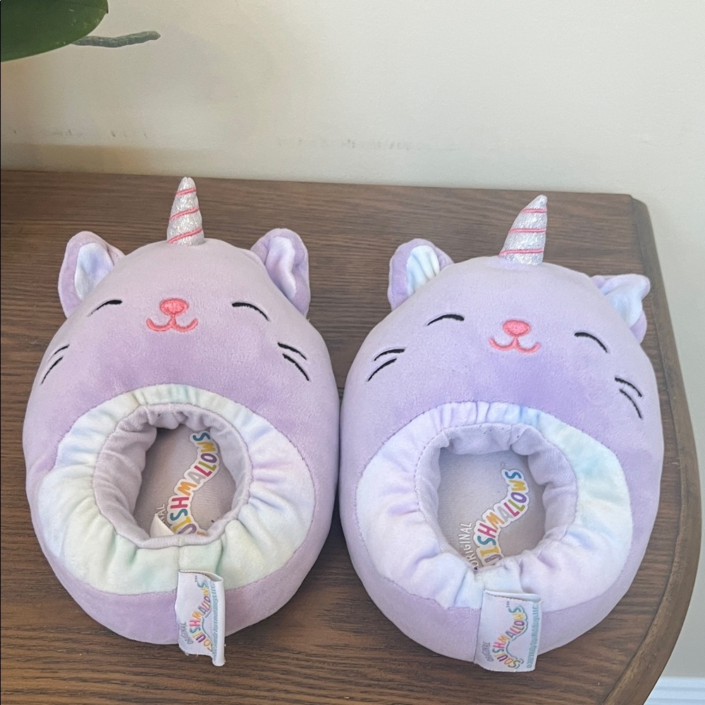 Squishmallows Lavender Unicorn Cat Slippers Size 13-1